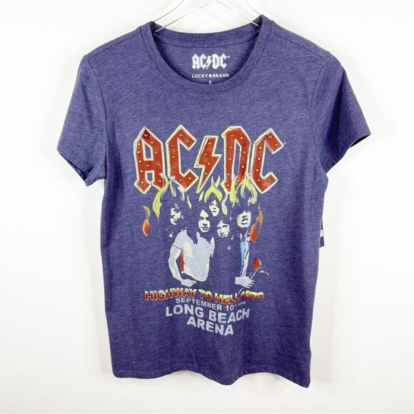 NWT Lucky Brand x AC/DC Studded Tee S Blue - Picture 4 of 9
